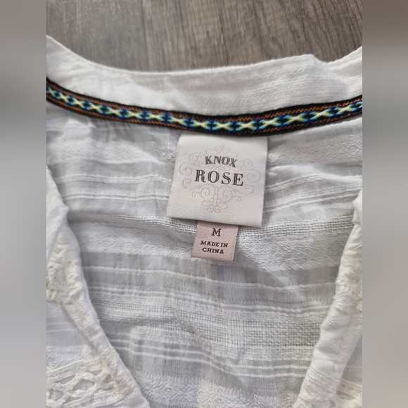 Knox Rose White Boho Cotton Dress Flutter Eyelet Cutouts Festival Beach Y2k M - Picture 9 of 11